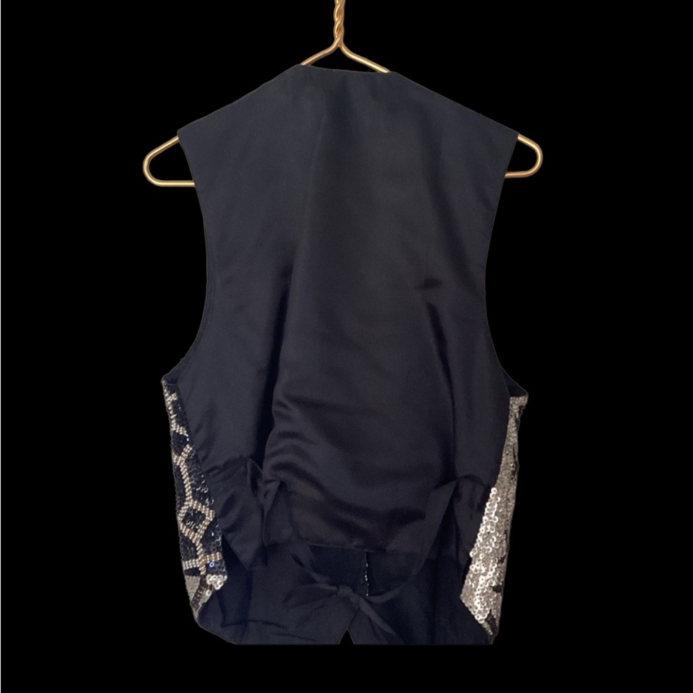 VINTAGE Theo 90’s Embellished Black and Silver Beaded Vest-Dazzling Beadwork! - Picture 7 of 15